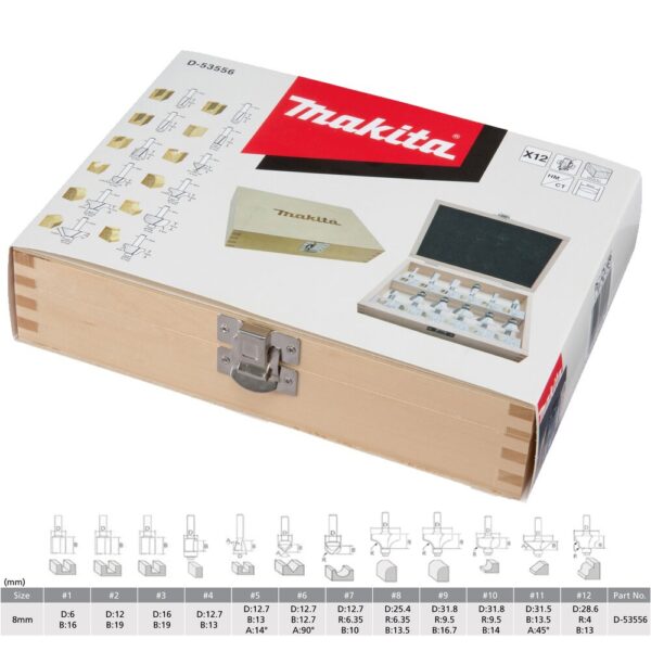 MAKITA FRESESETT D-53556 12-DELER - Bilde 2